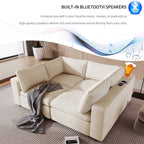 U-style Upholstered Modular Sofa with  with Storage Space, USB Charge Ports,Wireless Charging and Built-in Bluetooth Speaker in Arm,Sectional sofa for Living Room Apartment.[old sku:WY000317AAA] - Grand Goldman Shop
