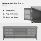 TV Stand for TVs up to 60'', Entertainment Center with Multifunctional Storage Space, TV Cabinet with Modern Design, Media Console for Living Room, Bedroom - Grand Goldman Shop
