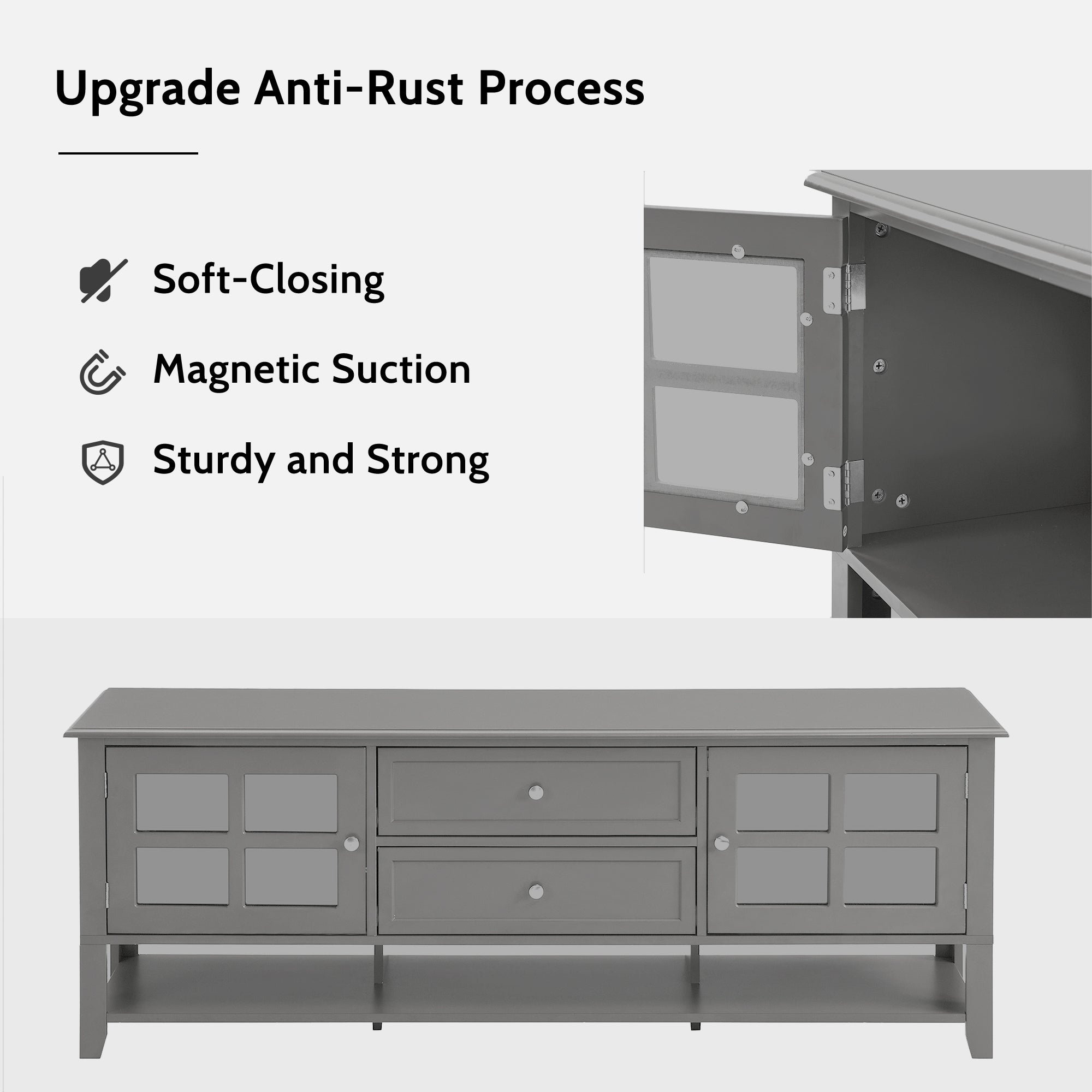 TV Stand for TVs up to 60'', Entertainment Center with Multifunctional Storage Space, TV Cabinet with Modern Design, Media Console for Living Room, Bedroom - Grand Goldman Shop