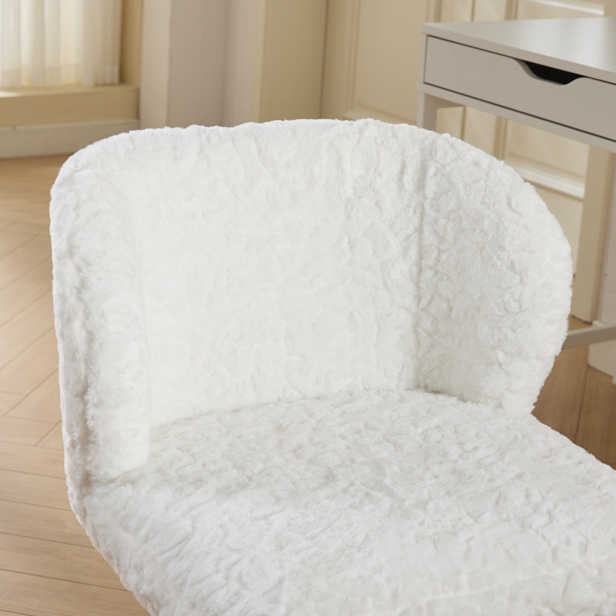 A&A Furniture Office Chair,Artificial rabbit hair Home Office Chair with Metal Base,Adjustable Desk Chair Swivel Office Chair