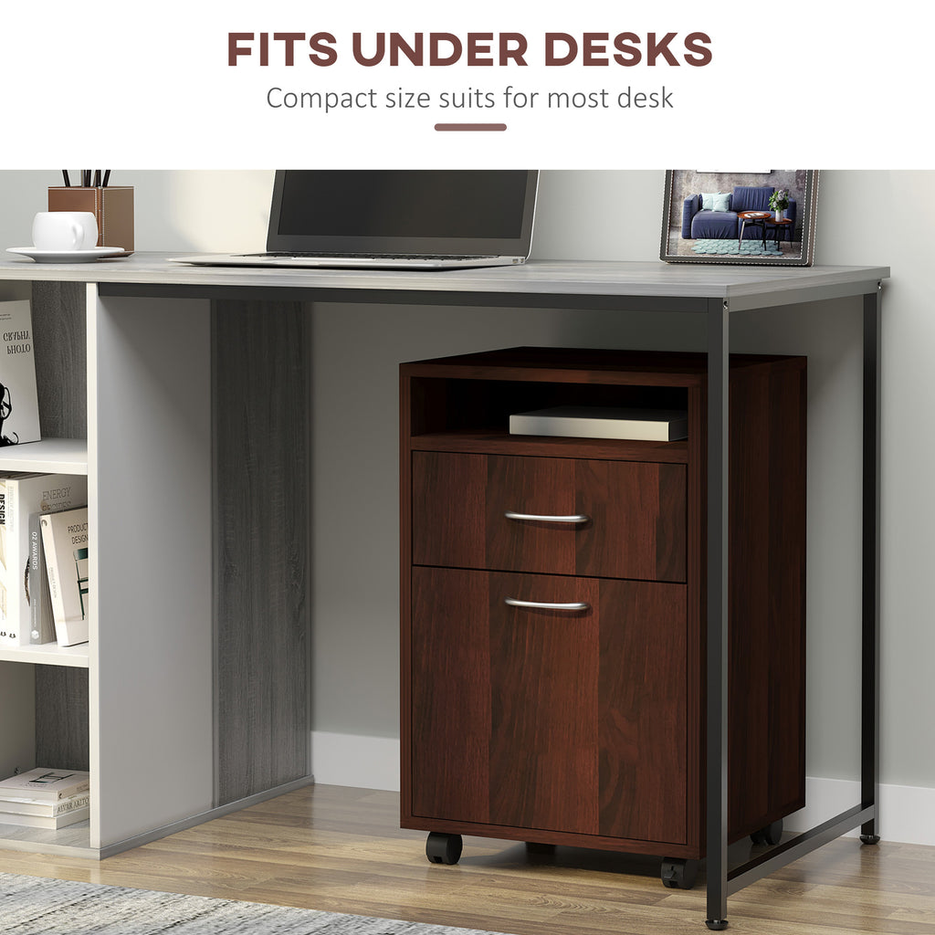 Mobile Storage Cabinet Organizer with Drawer and Cabinet, Printer Stand with Castors, Brown | Premium Home Decor - Grand Gold