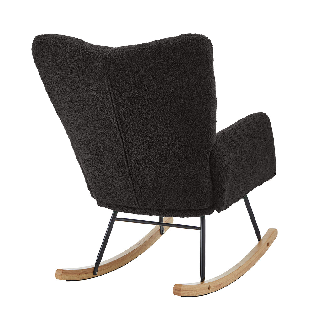Glider Chair for Living Room Tufted Upholstered Teddy Fabric Rocking Chair with Metal Frame Accent Chair Dark Gray - Grand Goldman Shop
