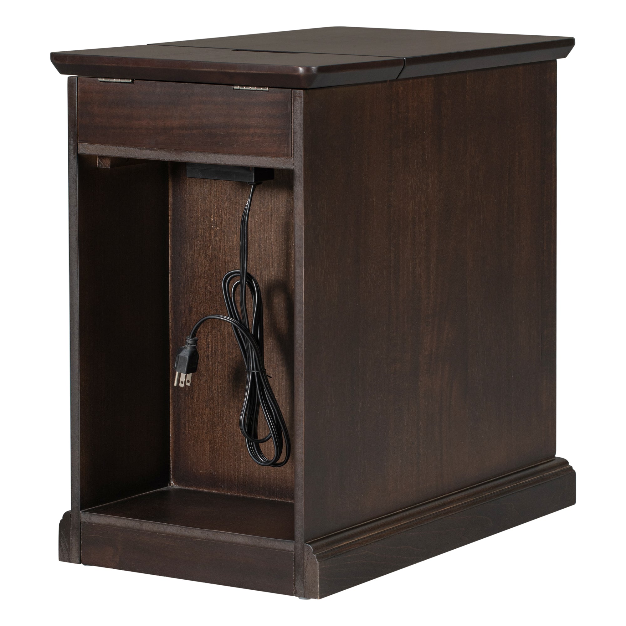 U-Can Classic Vintage Livingroom End Table Side Table with USB Ports and One Multifunctional Drawer with cup holders, Antique Espresso (Old SKU: WF296294AAP) - Grand Goldman Shop