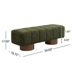 Upholstered Dining Bench for Dining Room, No-Assembly End of Bed Entryway Bench Ottoman for Bedroom Living Room, Green Boucle Fabric Stool Top Wood Leg 300 LBS Weight Capacity - Grand Goldman Shop