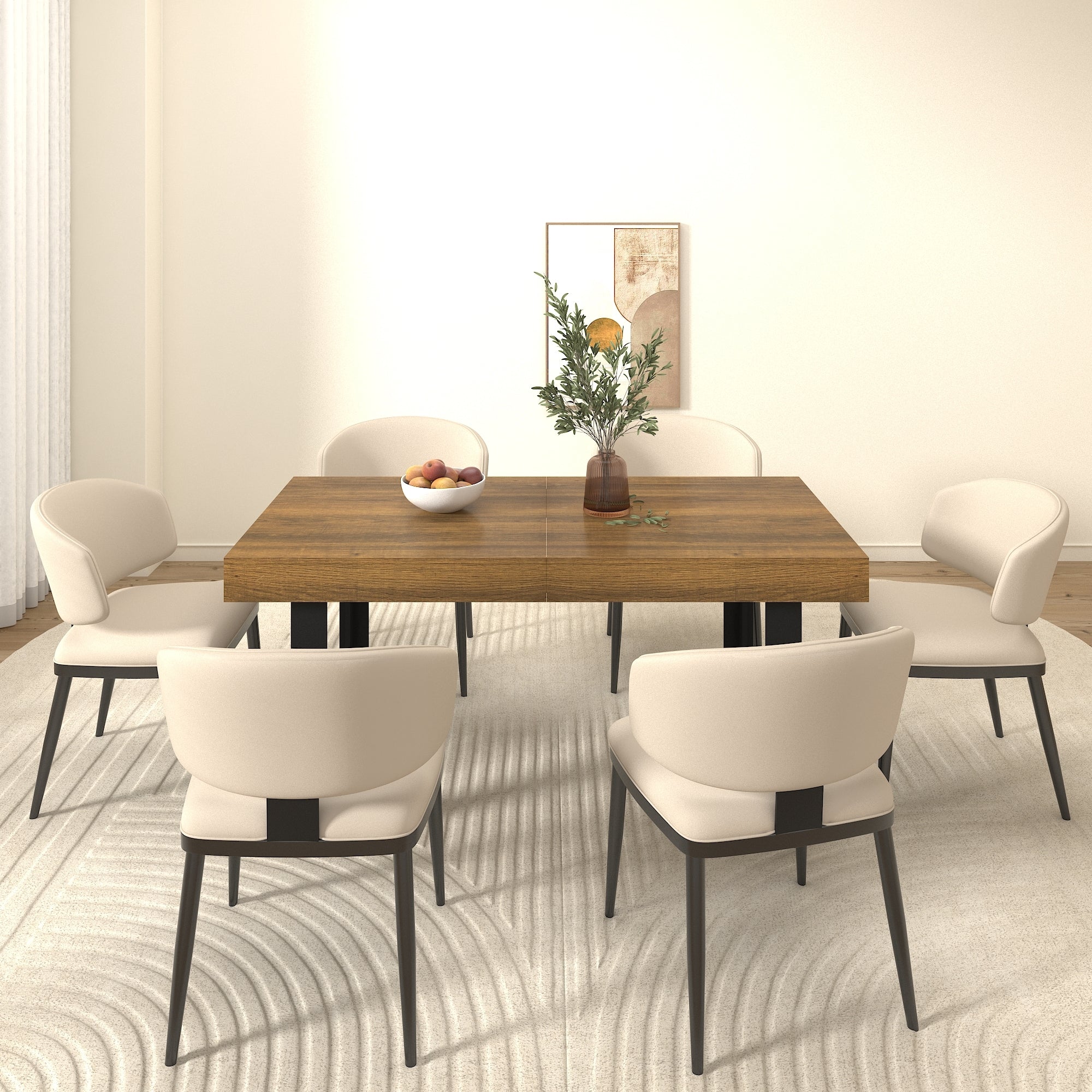 Rectangle extendable dining table for 6-10 people aged effect wood and black 160-200 cm - Grand Goldman Shop