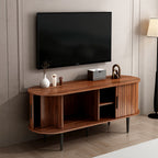 TV Stand, 47' Modern TV Console Table with Storage Compartment and Sliding Door, Gaming Entertainment Center with Cabinet for Living Room, Bedroom, Office (Walnut) - Grand Goldman Shop