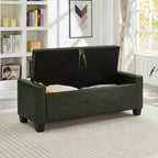 48' Ottoman Bench with Storage, Bench for Bedroom,Living Room,Hallway, Upholstered Tufted Faux Leather PU Ottoman Dark Green - Grand Goldman Shop