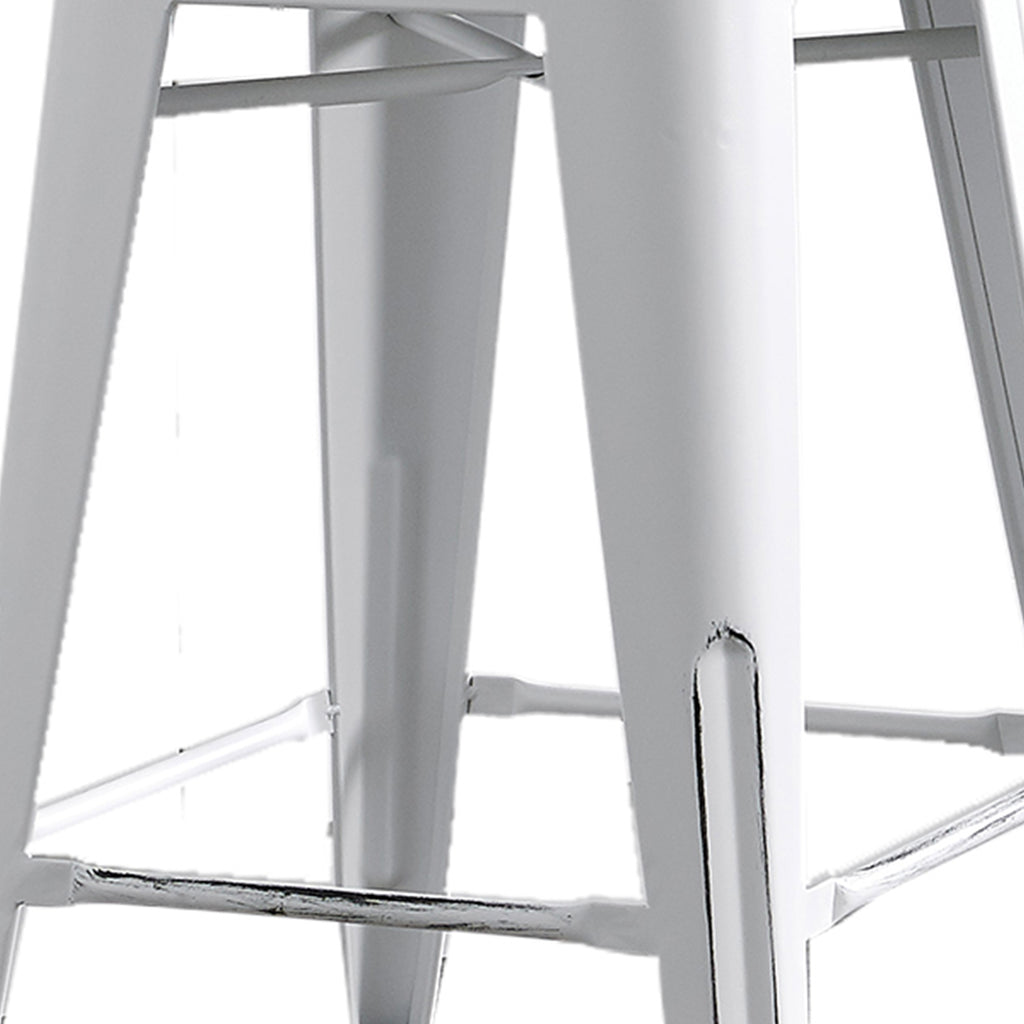 Modern Light Weight Industrial Contemporary Rustic Vintage Costal Metal Barstools with Bucket Back and 4 Leg Design, Seat Bar