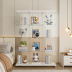 Glass Display Cabinet with 4 Shelves Extra Large, Curio Cabinets for Living Room, Bedroom, Office, Black Floor Standing Glass