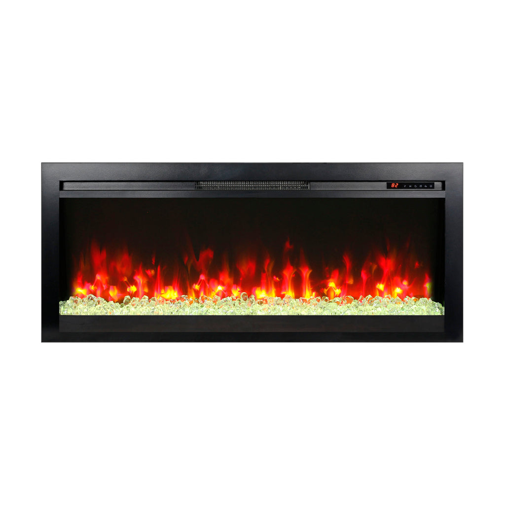 44 inch in wall recessed  electric fireplace with remote and multi color flame & emberbed, LED light heater - Grand Goldman Shop