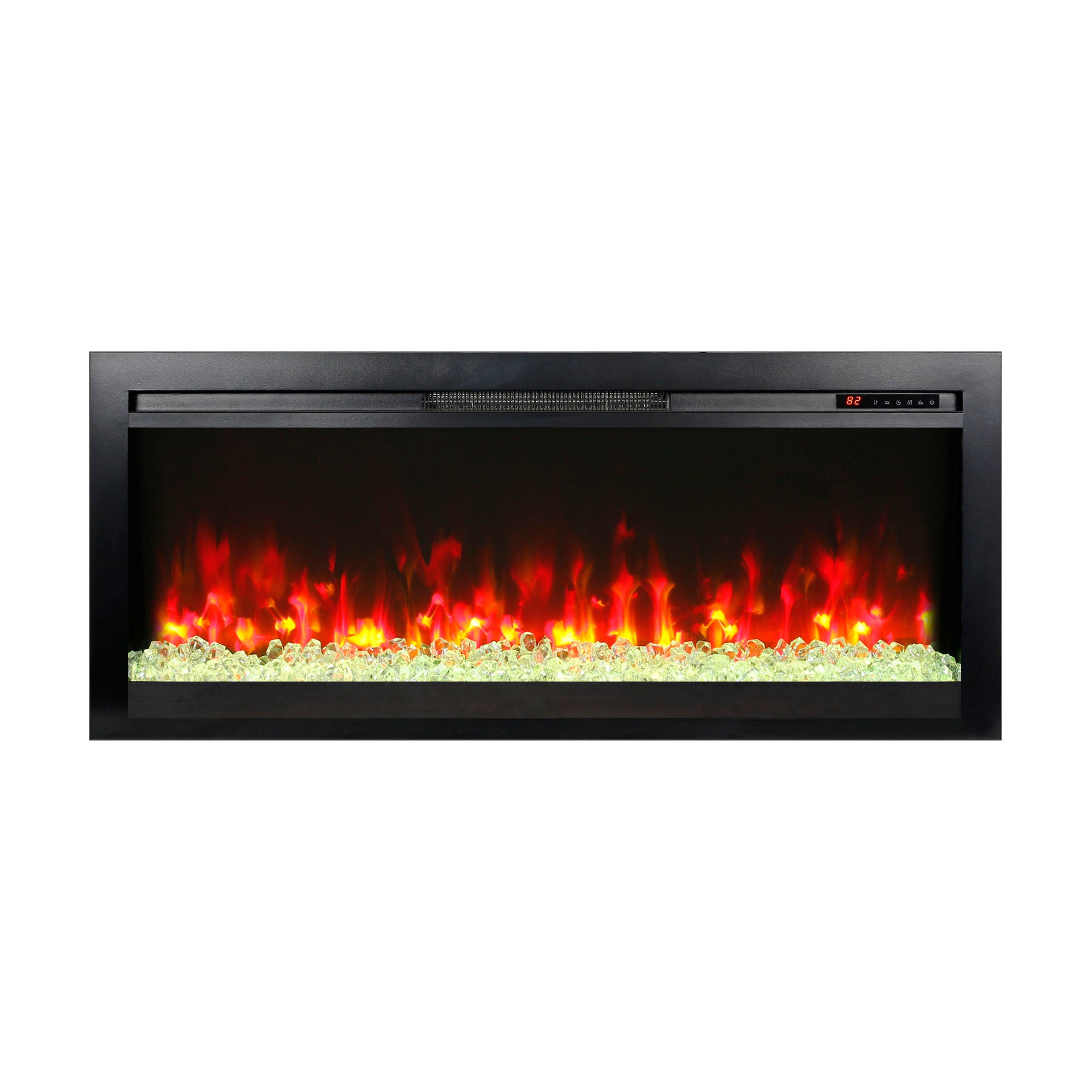 44 inch in wall recessed  electric fireplace with remote and multi color flame & emberbed, LED light heater - Grand Goldman Shop
