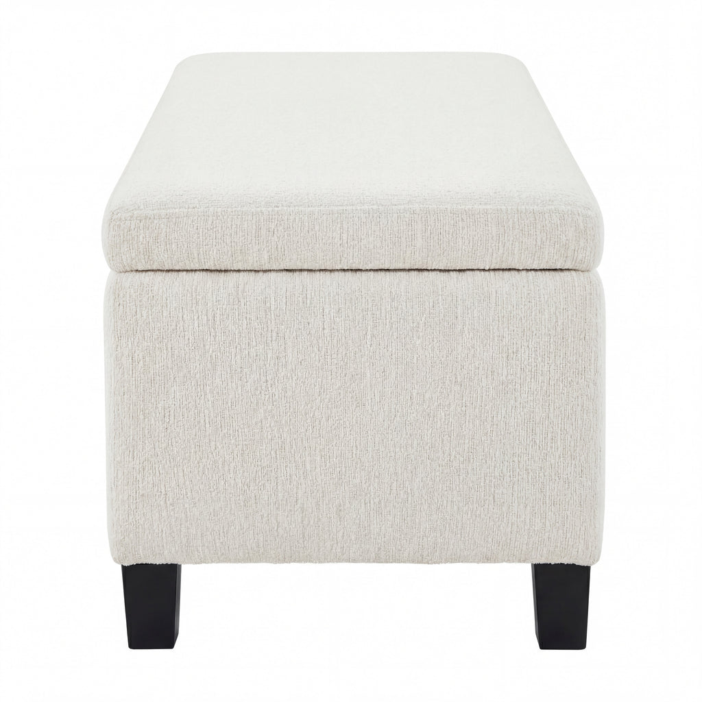 Indoor Textured Boucle White Storage Ottoman Bench - 50.98''L Upholstered Entryway Bench with Hidden Storage, 300lbs Weight Capacity for Living Room, Bedroom & Hallway - Grand Goldman Shop