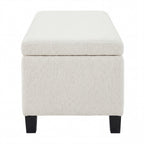 Indoor Textured Boucle White Storage Ottoman Bench - 50.98''L Upholstered Entryway Bench with Hidden Storage, 300lbs Weight Capacity for Living Room, Bedroom & Hallway - Grand Goldman Shop