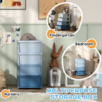 Qaba 4 Tier Kids Storage Unit, 4 Drawer Chest Toy Organizer Plastic Bins for Kids Bedroom Nursery Kindergarten Living Room fo