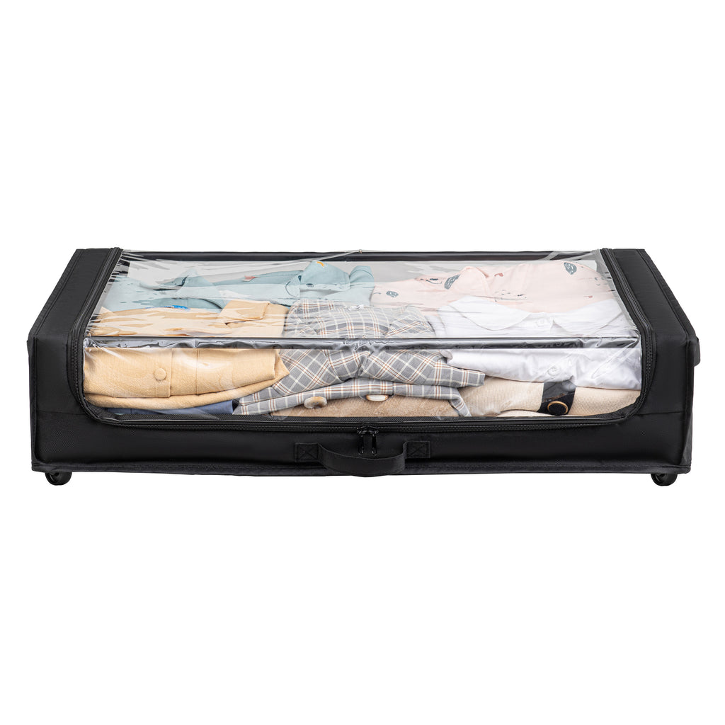 Set of 2 Under-Bed Rolling Storage Container with Transparent Cover, Versatile Space-Saving Design, and Smooth-Glide Multi-Directional Wheels – Ideal for Organizing Clothes, Shoes, and More - Grand Goldman Shop