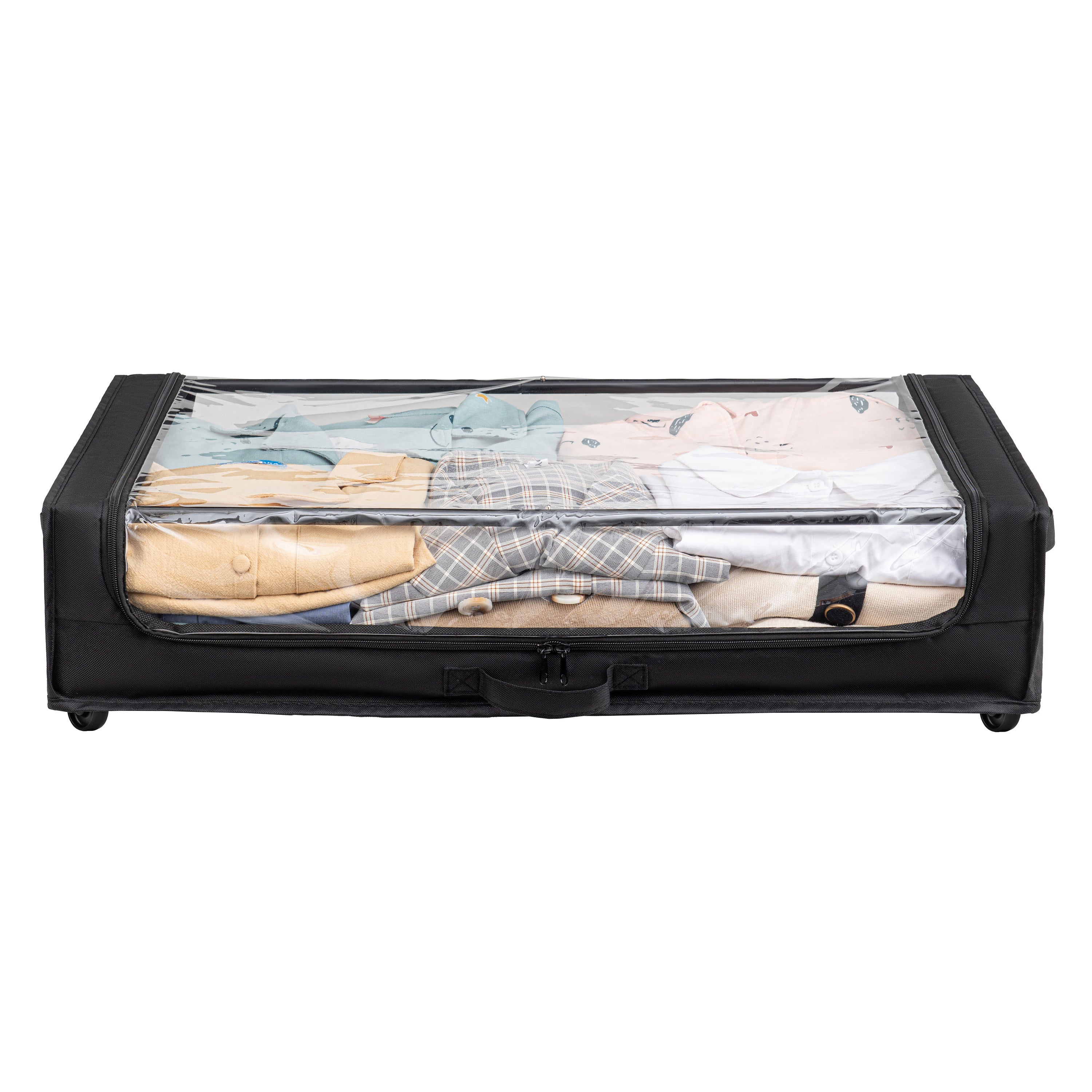 Set of 2 Under-Bed Rolling Storage Container with Transparent Cover, Versatile Space-Saving Design, and Smooth-Glide Multi-Directional Wheels – Ideal for Organizing Clothes, Shoes, and More - Grand Goldman Shop