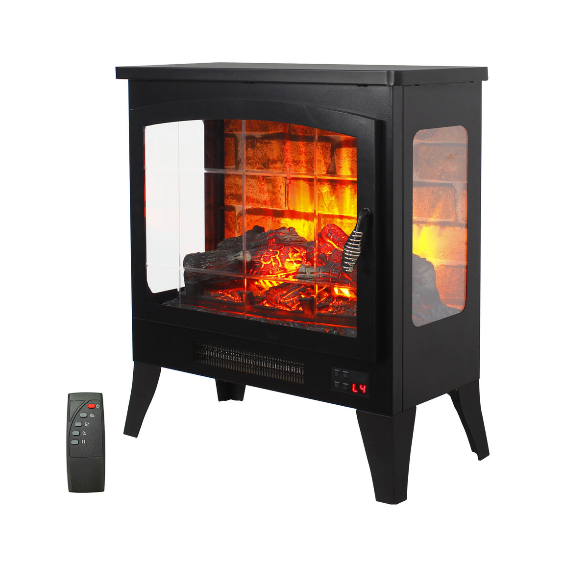 21 inchThree-sided Freestanding Electric Fireplace Stove heater with 3D Flame effect with remote control - Grand Goldman Shop