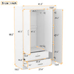 3-Door Mirror Wardrobe with shelves, White - Grand Goldman Shop