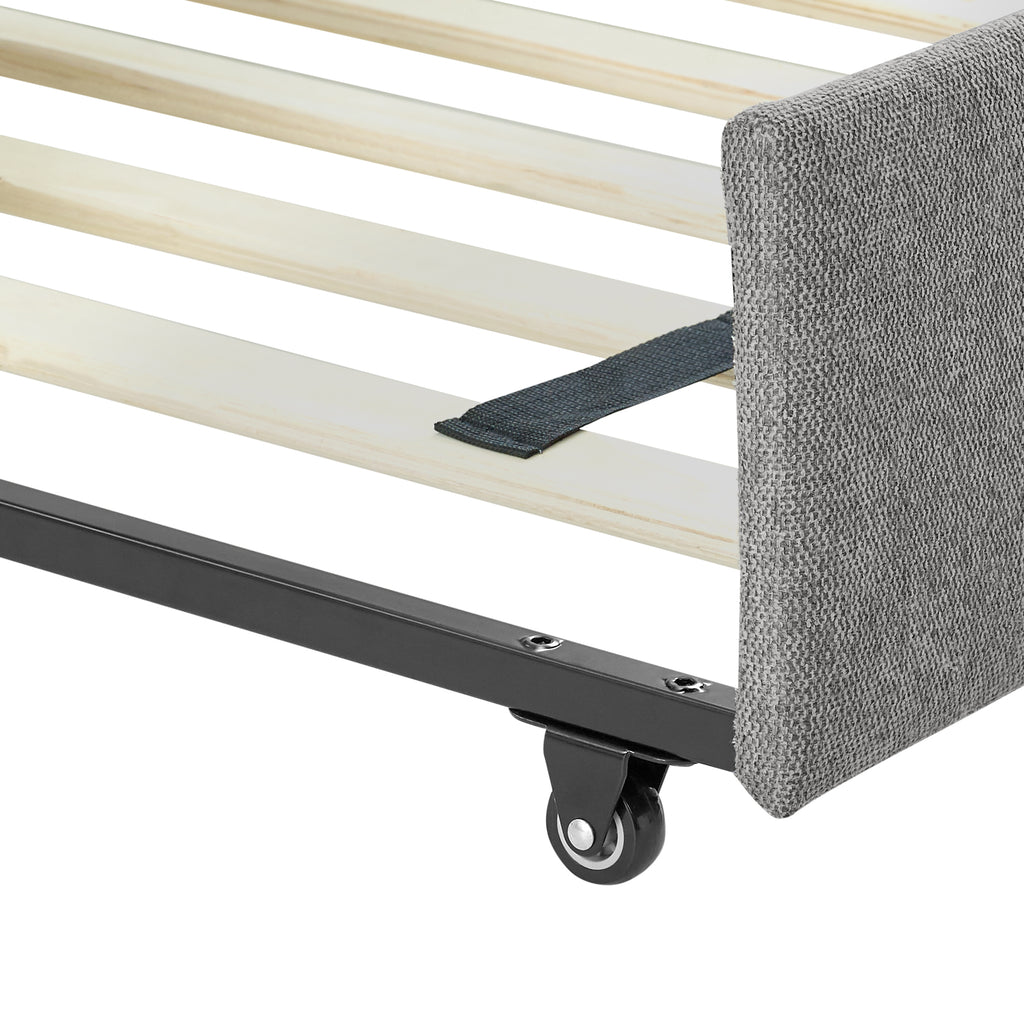 Upholstered Tufted Queen Size Daybed with Two Drawers Trundle, Linen Fabric, Grey, 88'x64.5'x34' - Grand Goldman Shop
