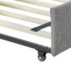 Upholstered Tufted Queen Size Daybed with Two Drawers Trundle, Linen Fabric, Grey, 88'x64.5'x34' - Grand Goldman Shop