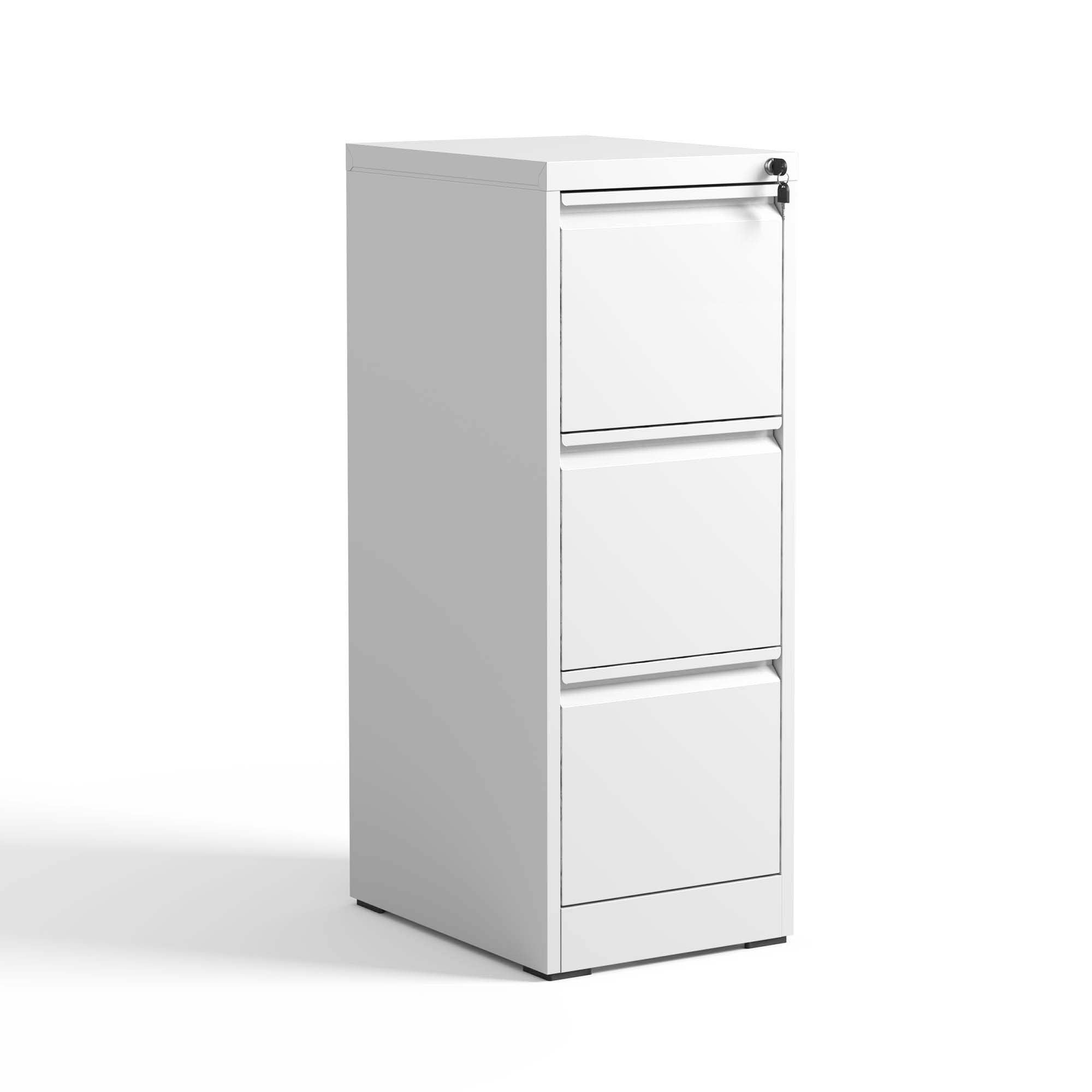 SteelCraft 3 Drawer Metal Vertical File Cabinet with Lock White Steel for A4 Legal/Letter Size | Premium Home Decor - Grand G