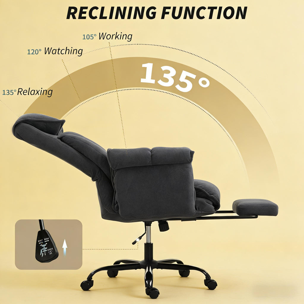 Reclining Desk Chair,High Back Office Chair | Premium Home Decor - Grand Goldman