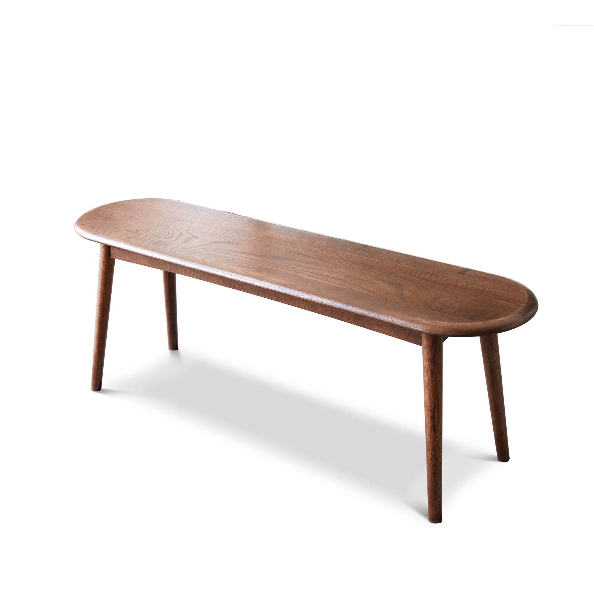 Natural Oak Wood Dining Bench Table Bench with Half-Round Design in Walnut Finish - Grand Goldman Shop
