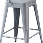 Modern Light Weight Industrial Contemporary Rustic Vintage Costal Metal Barstools with Bucket Back and 4 Leg Design, Seat Bar