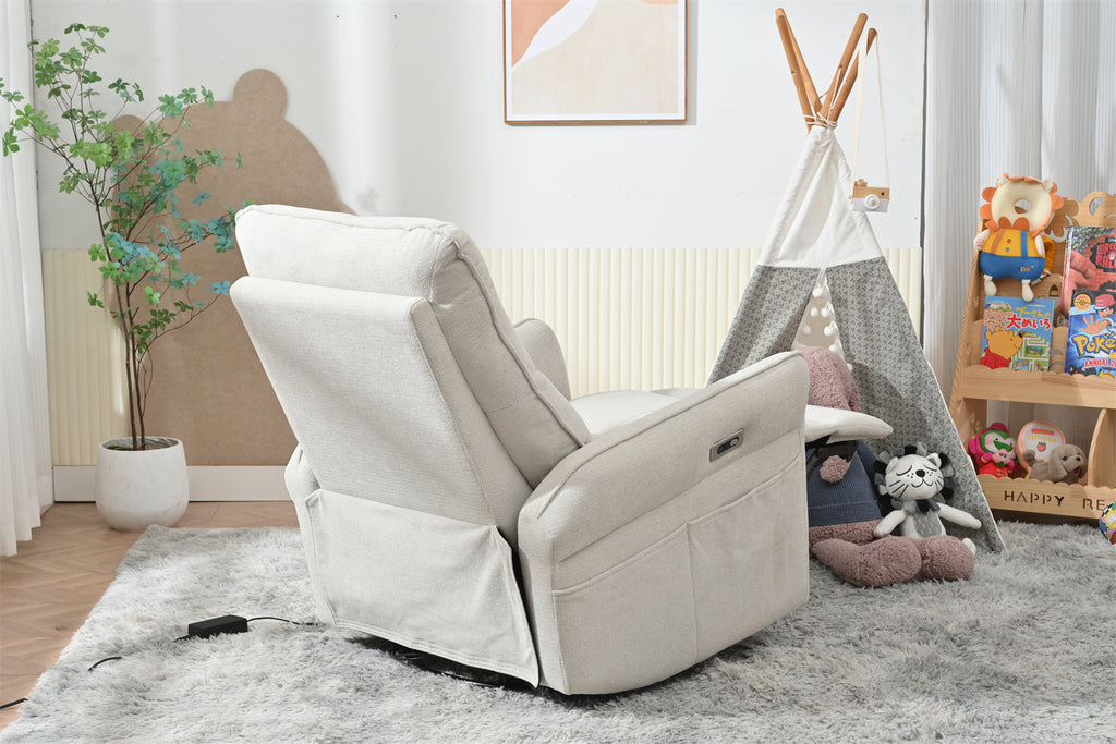 270° Power Swivel Rocker Recliner Chair for Adults, Swivel Rocking Recliner Chair,Electric Small Recliners for Small Spaces, Single Sofa Recliner for Living Room, Bedroom,RV (Fabric Gray+270°Swivel) - Grand Goldman Shop
