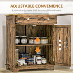 HOMCOM Sideboard with Solid Wood Countertop, Modern Kitchen Storage Cabinet, Coffee Bar Cabinet with 2 Drawers, Doors and Adj