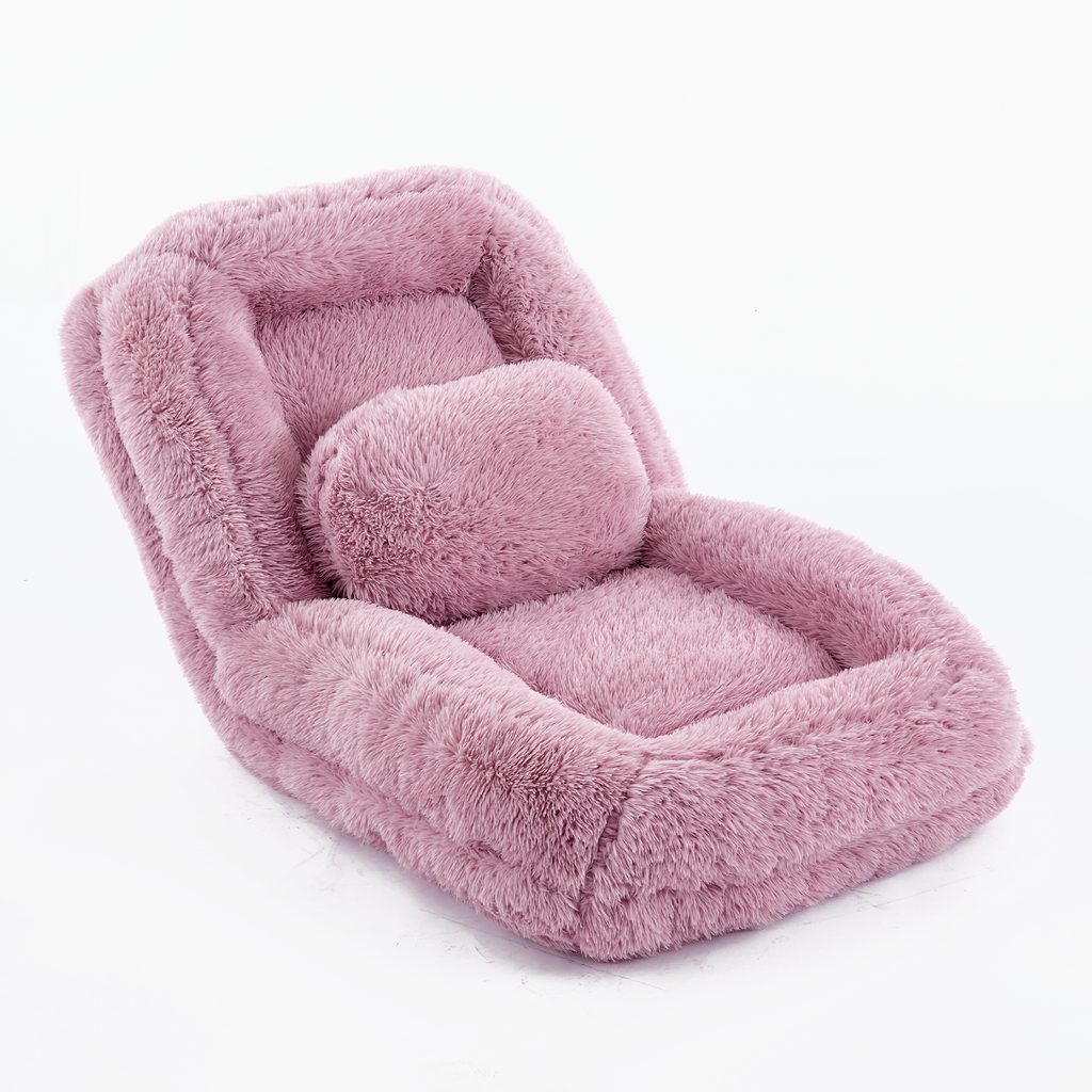 [NEW ARRIVED] [VIDEO PROVIDED] Human Dog Bed,Lazy Sofa,5-Position Adjustable Convertible,Floor Gaming Chair,bedroom, living room,Suitable for gaming, meditation,relaxation,Plush Fabric,Pink - Grand Goldman Shop