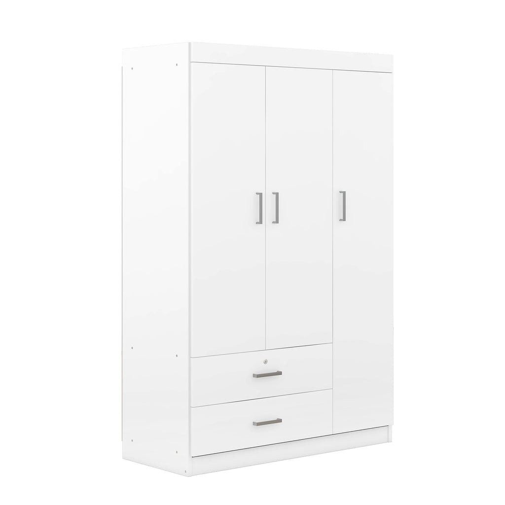 3-Door Wardrobe with 2 Drawers, White(OLD SKU:LP006001AAK) - Grand Goldman Shop