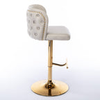 A&A Furniture,Swivel Barstools Adjusatble Seat Height, Modern PU Upholstered Bar Stools with  the whole Back Tufted, for Home Pub and Kitchen Island（Beige, Set of 2） - Grand Goldman Shop