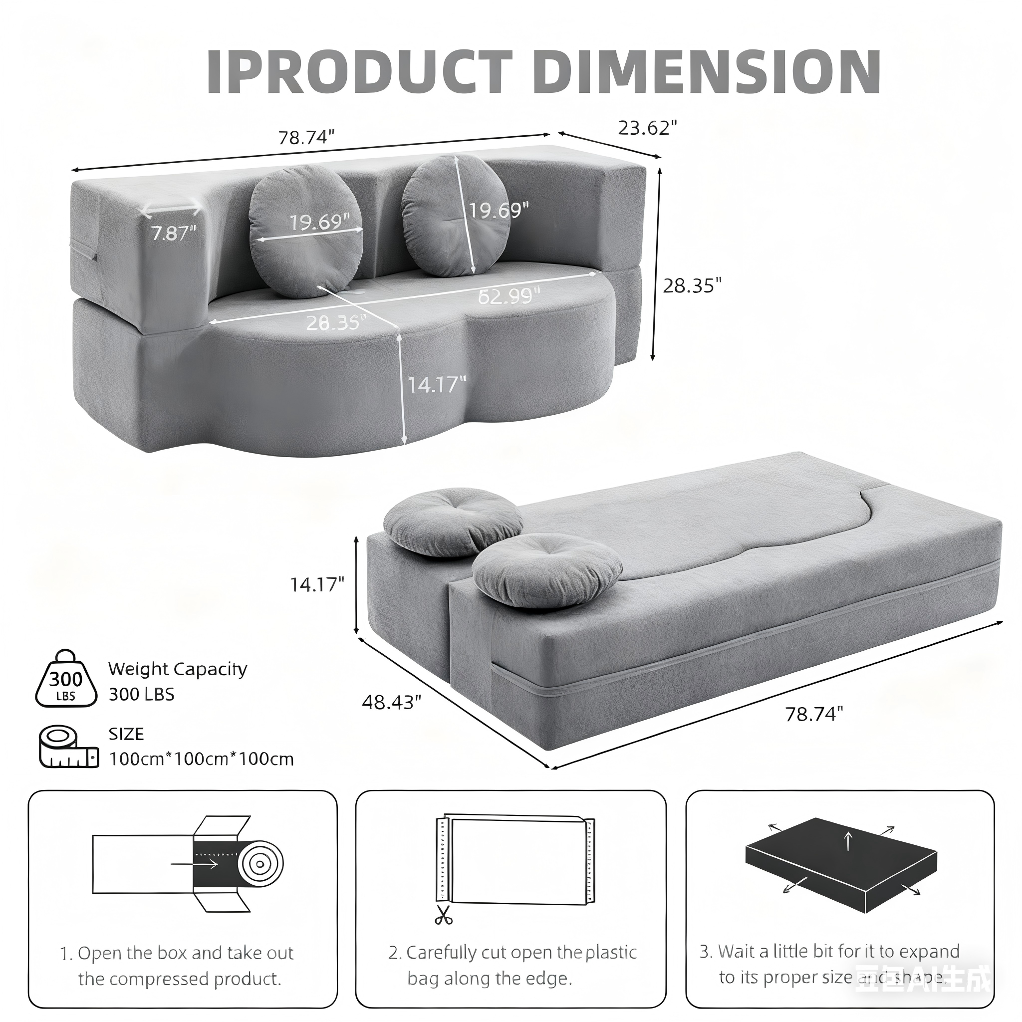 Folding Sofa Bed with Pillow, Twin Sleeper Sofa, Floor & Futon Loveseat Couch, Foam Folding Mattress Sleeper for Living Room, Guest Use, Office, Apartment, No Assembly Required, Yellow - Grand Goldman Shop