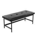 Bench in Black Metal and Black Faux Leather - Grand Goldman Shop