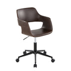 Contemporary Task Chair in Black Metal and Espresso Faux Leather | Premium Home Decor - Grand Goldman