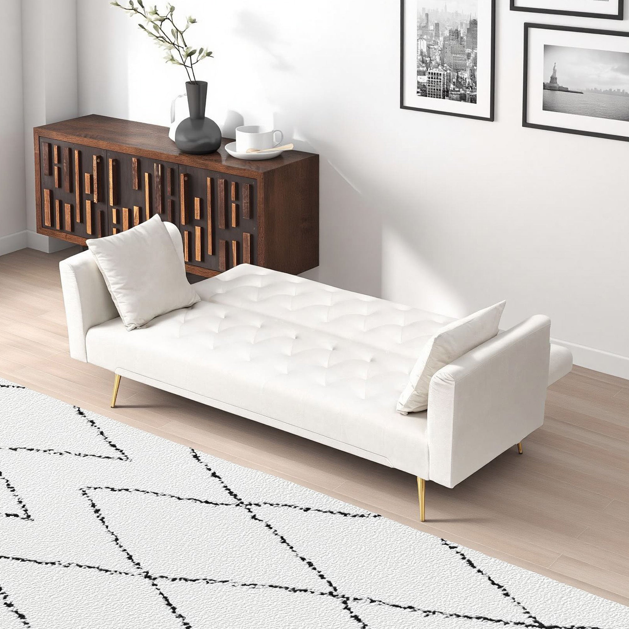 71 inch convertible love seat sofa, American retro beige velvet, suitable for small living room, bedroom, office - Grand Goldman Shop