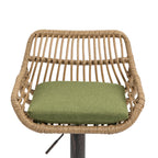 COOLMORE Modern Swivel Bar Stools Set of 2 with Adjustable Height and Footrest in Green Linen - Grand Goldman Shop