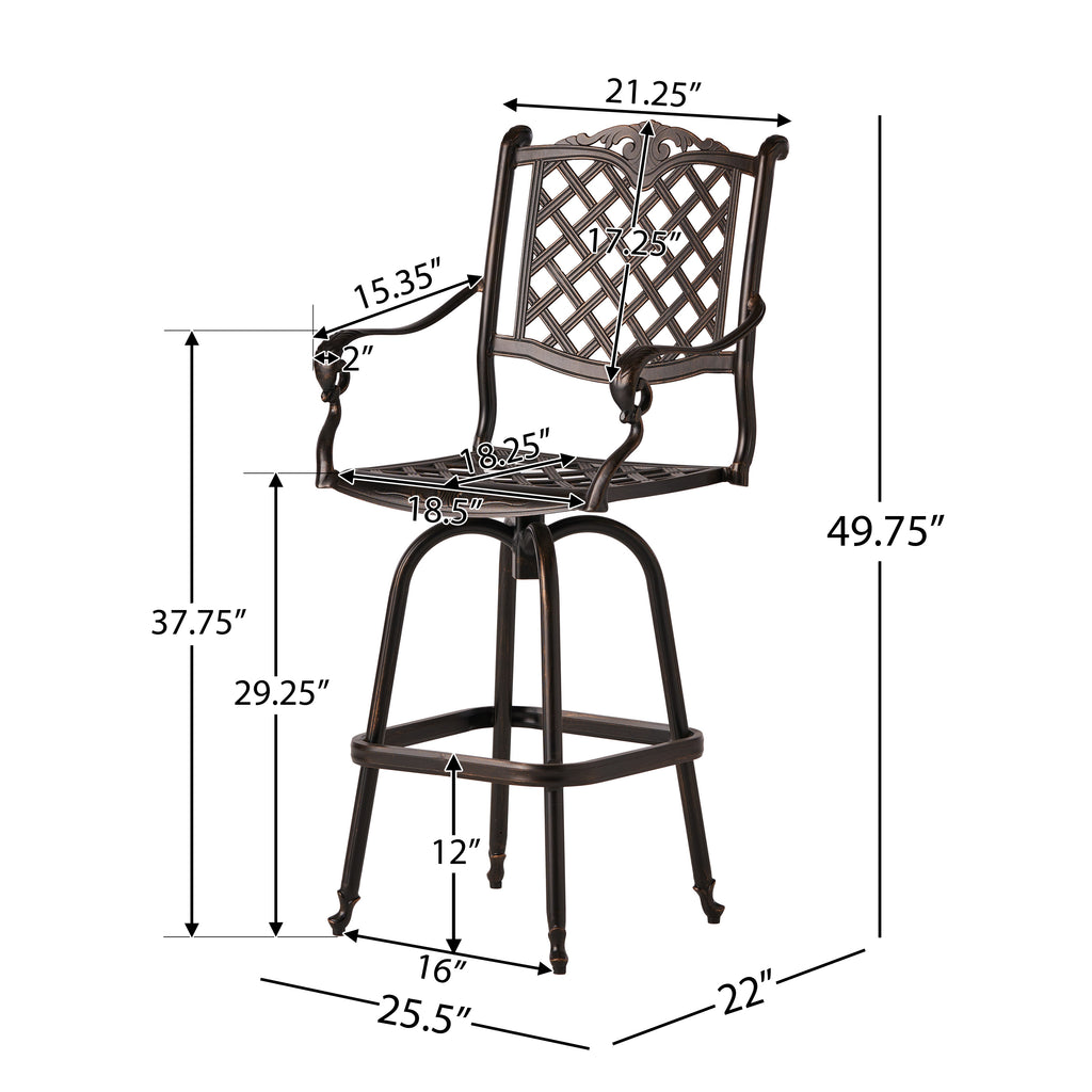 Cast Aluminum Bar Stool - Grand Goldman Shop