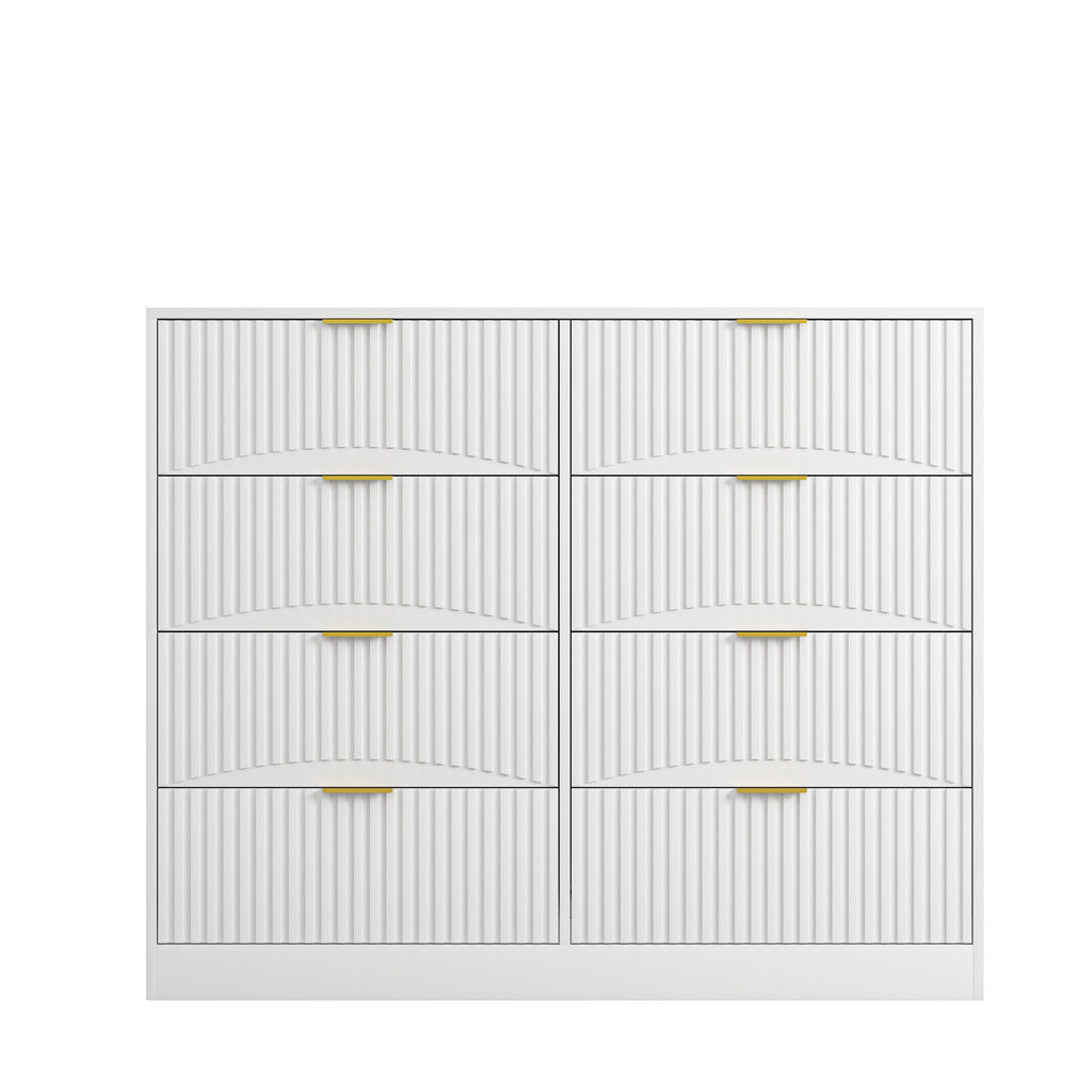 Modern 8 Drawers Dresser Chests for Bedroom,47.2' Wide Wood Chest of Drawers with Gold Metal Handle,Drawer Organizer for Bedroom,Living Room,Hallway and Entryway,White - Grand Goldman Shop
