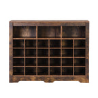 ON-TREND Sleek Design 24 Shoe Cubby Console, Modern Shoe Cabinet with Curved Base, Versatile Sideboard with High-quality for Hallway, Bedroom, Living Room, Rustic Brown - Grand Goldman Shop
