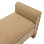 Modern Teddy Bed End Bench with Arms and Storage, Upholstered Foot Rest Stool, Coffee Color, Plywood, 52.3' Length - Grand Goldman Shop