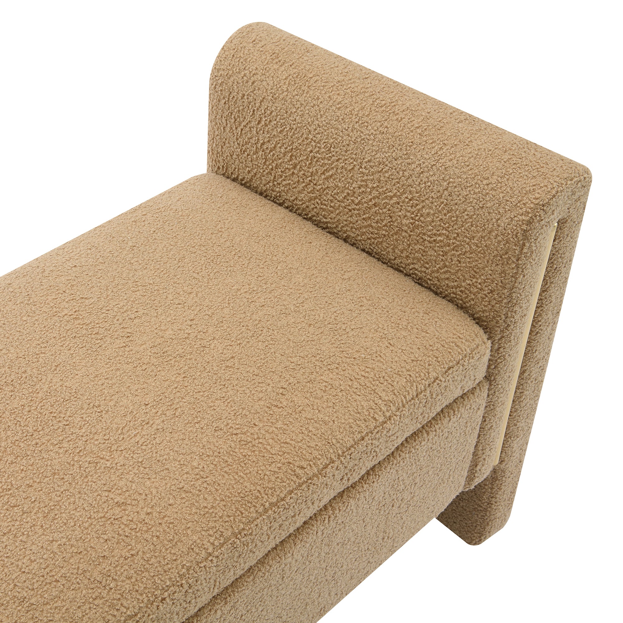 Modern Teddy Bed End Bench with Arms and Storage, Upholstered Foot Rest Stool, Coffee Color, Plywood, 52.3' Length - Grand Goldman Shop