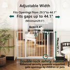 White Pressure-Mounted Baby Gate for Stairs, 29.5-44.1' Wide, Steel and ABS Construction, Easy Walk-Through Design for Kids a