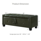 48' Ottoman Bench with Storage, Bench for Bedroom,Living Room,Hallway, Upholstered Tufted Faux Leather PU Ottoman Dark Green - Grand Goldman Shop