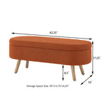 Luxury Oval Boucle Storage Ottoman Bench with Wood Legs 350lb Weight Capacity & Safety Hinge, for Living Room, Bedroom Entryway,ORANGE - Grand Goldman Shop