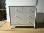 White 4-Drawer Kids Dresser with Antique Brass Pulls, Wooden Storage Cabinet for Nursery or Toddler Bedroom, 35.4' Wide - Grand Goldman Shop