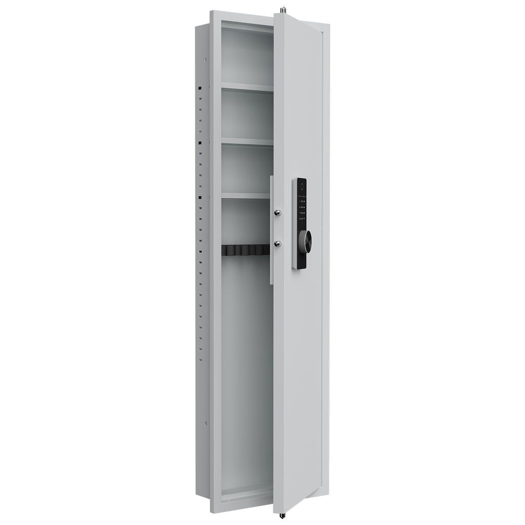 53' Fingerprint Touch Panel In-Wall Safe,Hidden Wall Gun Safe for Rifles with Adjustable Shelves,Assembled Storage Multifunct