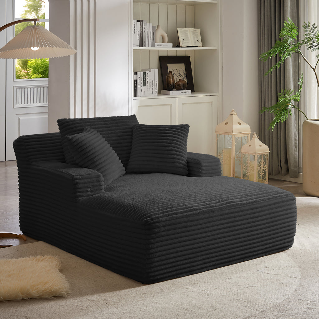 Oversized Chaise Lounge Chair Indoor, Corduroy Upholstered Modern Sofa Couch,No Assembly Required,Comfy Sleeper Sofa for Living Room,Office - Grand Goldman Shop