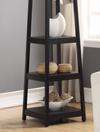 Vassen Coat Rack w/ 3-Tier Storage Shelves in Black Finish - Grand Goldman Shop
